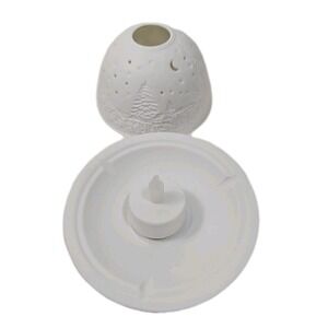 Starlight Glowing Candle Holder White Porcelain Winter Village Dome LED Tealight
